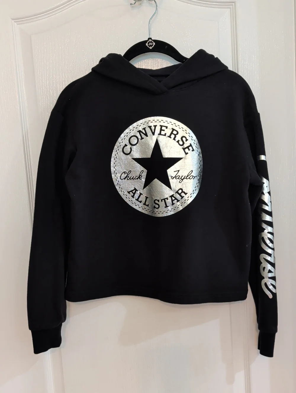 Converse Black Hoodie with Metallic Silver All Star Logo